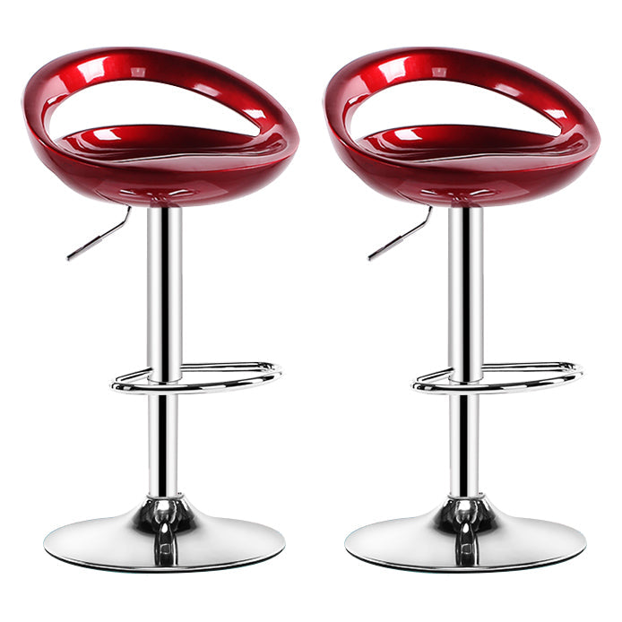 Modern Rotatable Armless Counter Stool Iron Household Bar Stool with Footrest Burgundy 2 Piece Set Clearhalo 'Bar Furniture' 'Bar Stools' 'bar_stools' 'furn' 'furn_bar_stools' 'furniture_bar_stools' 'Kitchen & Dining Furniture' 'kitchen&dining_furn' 'kitchen' 'kitchen_furn' Furniture' 4198587