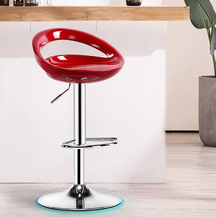 Modern Rotatable Armless Counter Stool Iron Household Bar Stool with Footrest Red 1 Piece Clearhalo 'Bar Furniture' 'Bar Stools' 'bar_stools' 'furn' 'furn_bar_stools' 'furniture_bar_stools' 'Kitchen & Dining Furniture' 'kitchen&dining_furn' 'kitchen' 'kitchen_furn' Furniture' 4198588