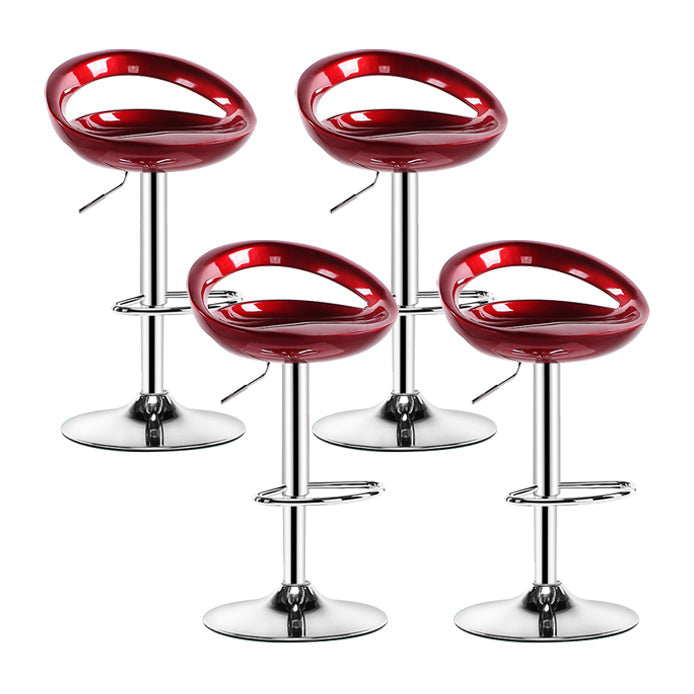 Modern Rotatable Armless Counter Stool Iron Household Bar Stool with Footrest Burgundy 4 Piece Set Clearhalo 'Bar Furniture' 'Bar Stools' 'bar_stools' 'furn' 'furn_bar_stools' 'furniture_bar_stools' 'Kitchen & Dining Furniture' 'kitchen&dining_furn' 'kitchen' 'kitchen_furn' Furniture' 4198589