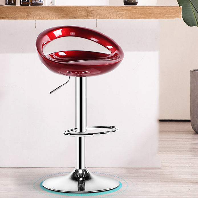 Modern Rotatable Armless Counter Stool Iron Household Bar Stool with Footrest Burgundy 1 Piece Clearhalo 'Bar Furniture' 'Bar Stools' 'bar_stools' 'furn' 'furn_bar_stools' 'furniture_bar_stools' 'Kitchen & Dining Furniture' 'kitchen&dining_furn' 'kitchen' 'kitchen_furn' Furniture' 4198590