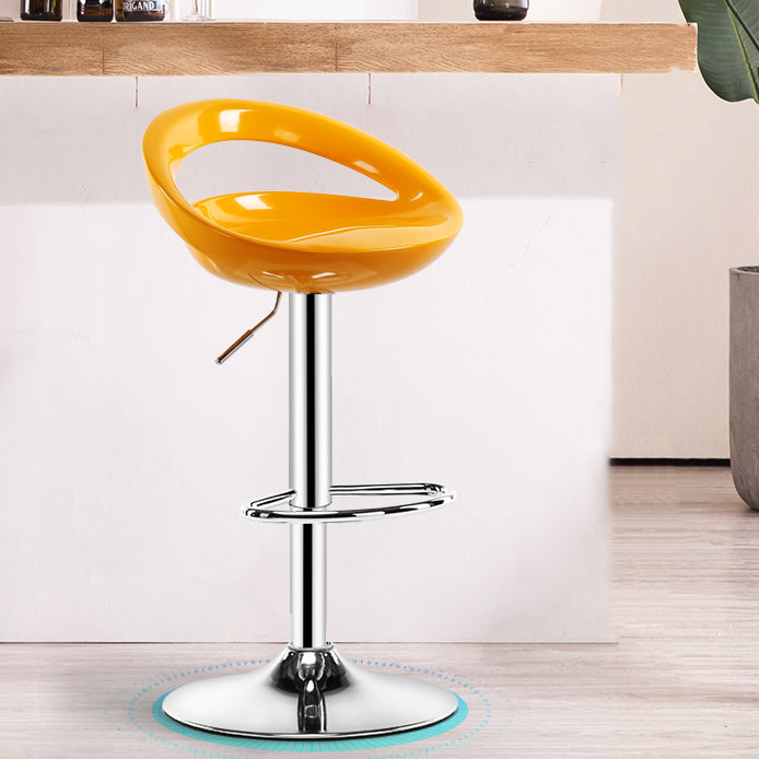 Modern Rotatable Armless Counter Stool Iron Household Bar Stool with Footrest Yellow 1 Piece Clearhalo 'Bar Furniture' 'Bar Stools' 'bar_stools' 'furn' 'furn_bar_stools' 'furniture_bar_stools' 'Kitchen & Dining Furniture' 'kitchen&dining_furn' 'kitchen' 'kitchen_furn' Furniture' 4198591