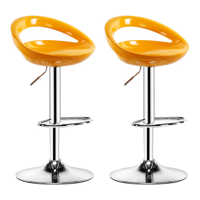 Modern Rotatable Armless Counter Stool Iron Household Bar Stool with Footrest Yellow 2 Piece Set Clearhalo 'Bar Furniture' 'Bar Stools' 'bar_stools' 'furn' 'furn_bar_stools' 'furniture_bar_stools' 'Kitchen & Dining Furniture' 'kitchen&dining_furn' 'kitchen' 'kitchen_furn' Furniture' 4198592