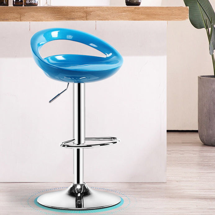 Modern Rotatable Armless Counter Stool Iron Household Bar Stool with Footrest Sky Blue 1 Piece Clearhalo 'Bar Furniture' 'Bar Stools' 'bar_stools' 'furn' 'furn_bar_stools' 'furniture_bar_stools' 'Kitchen & Dining Furniture' 'kitchen&dining_furn' 'kitchen' 'kitchen_furn' Furniture' 4198600