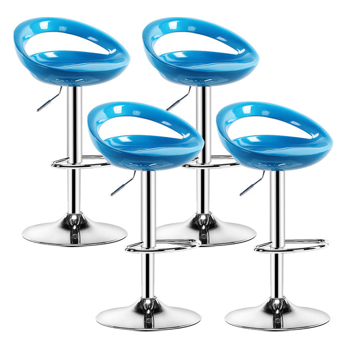 Modern Rotatable Armless Counter Stool Iron Household Bar Stool with Footrest Sky Blue 4 Piece Set Clearhalo 'Bar Furniture' 'Bar Stools' 'bar_stools' 'furn' 'furn_bar_stools' 'furniture_bar_stools' 'Kitchen & Dining Furniture' 'kitchen&dining_furn' 'kitchen' 'kitchen_furn' Furniture' 4198602