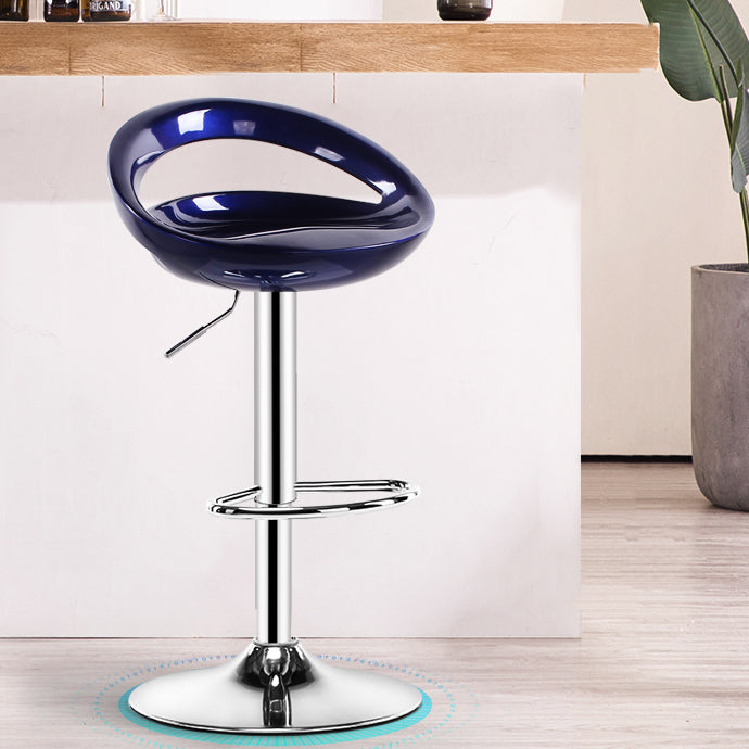 Modern Rotatable Armless Counter Stool Iron Household Bar Stool with Footrest Royal Blue 1 Piece Clearhalo 'Bar Furniture' 'Bar Stools' 'bar_stools' 'furn' 'furn_bar_stools' 'furniture_bar_stools' 'Kitchen & Dining Furniture' 'kitchen&dining_furn' 'kitchen' 'kitchen_furn' Furniture' 4198603
