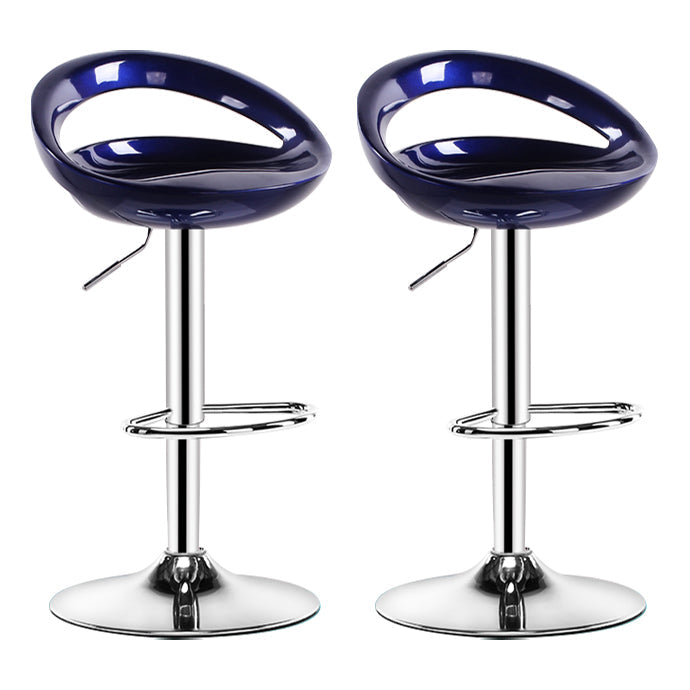 Modern Rotatable Armless Counter Stool Iron Household Bar Stool with Footrest Royal Blue 2 Piece Set Clearhalo 'Bar Furniture' 'Bar Stools' 'bar_stools' 'furn' 'furn_bar_stools' 'furniture_bar_stools' 'Kitchen & Dining Furniture' 'kitchen&dining_furn' 'kitchen' 'kitchen_furn' Furniture' 4198604