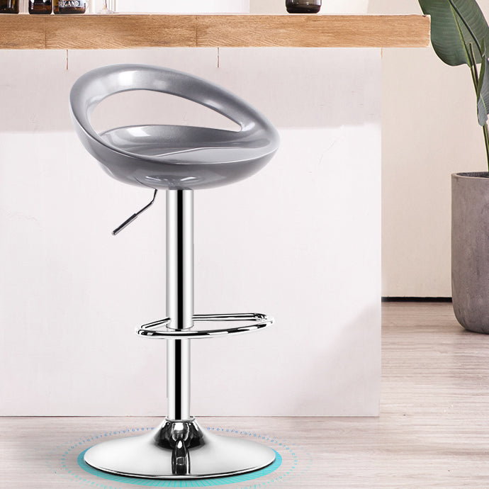 Modern Rotatable Armless Counter Stool Iron Household Bar Stool with Footrest Silver Gray 1 Piece Clearhalo 'Bar Furniture' 'Bar Stools' 'bar_stools' 'furn' 'furn_bar_stools' 'furniture_bar_stools' 'Kitchen & Dining Furniture' 'kitchen&dining_furn' 'kitchen' 'kitchen_furn' Furniture' 4198606