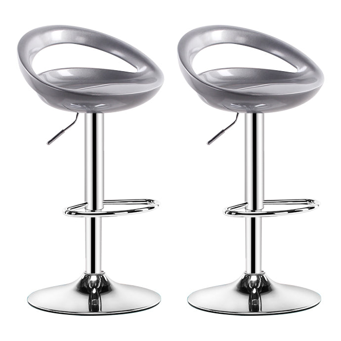 Modern Rotatable Armless Counter Stool Iron Household Bar Stool with Footrest Silver Gray 2 Piece Set Clearhalo 'Bar Furniture' 'Bar Stools' 'bar_stools' 'furn' 'furn_bar_stools' 'furniture_bar_stools' 'Kitchen & Dining Furniture' 'kitchen&dining_furn' 'kitchen' 'kitchen_furn' Furniture' 4198607