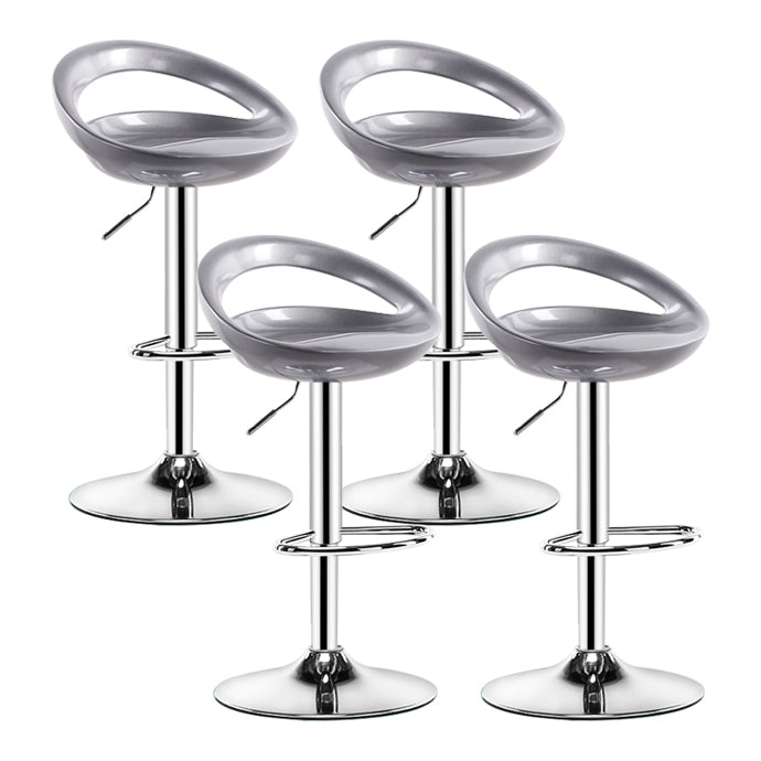 Modern Rotatable Armless Counter Stool Iron Household Bar Stool with Footrest Silver Gray 4 Piece Set Clearhalo 'Bar Furniture' 'Bar Stools' 'bar_stools' 'furn' 'furn_bar_stools' 'furniture_bar_stools' 'Kitchen & Dining Furniture' 'kitchen&dining_furn' 'kitchen' 'kitchen_furn' Furniture' 4198608