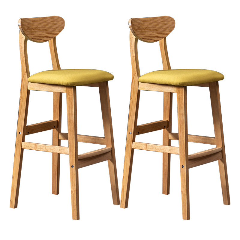 Nordic Wood Low Back Barstool Indoor Tall Stool with Square Upholstered Yellow 2 Piece Set Clearhalo 'Bar Furniture' 'Bar Stools' 'bar_stools' 'furn' 'furn_bar_stools' 'furniture_bar_stools' 'Kitchen & Dining Furniture' 'kitchen&dining_furn' 'kitchen' 'kitchen_furn' Furniture' 4198642