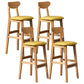 Nordic Wood Low Back Barstool Indoor Tall Stool with Square Upholstered Yellow 4 Piece Set Clearhalo 'Bar Furniture' 'Bar Stools' 'bar_stools' 'furn' 'furn_bar_stools' 'furniture_bar_stools' 'Kitchen & Dining Furniture' 'kitchen&dining_furn' 'kitchen' 'kitchen_furn' Furniture' 4198656