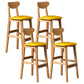 Nordic Wood Low Back Barstool Indoor Tall Stool with Square Upholstered Golden 4 Piece Set Clearhalo 'Bar Furniture' 'Bar Stools' 'bar_stools' 'furn' 'furn_bar_stools' 'furniture_bar_stools' 'Kitchen & Dining Furniture' 'kitchen&dining_furn' 'kitchen' 'kitchen_furn' Furniture' 4198661