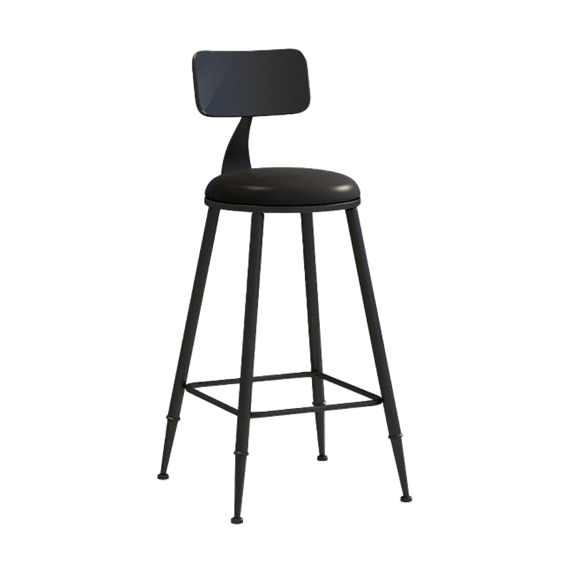 Modern Leather Seats Barstool Metal 4 Legs Base Colorful Bar Stool for Living Room Black 1 Piece Counter Stool(26"H) Clearhalo 'Bar Furniture' 'Bar Stools' 'bar_stools' 'furn' 'furn_bar_stools' 'furniture_bar_stools' 'Kitchen & Dining Furniture' 'kitchen&dining_furn' 'kitchen' 'kitchen_furn' Furniture' 4198664