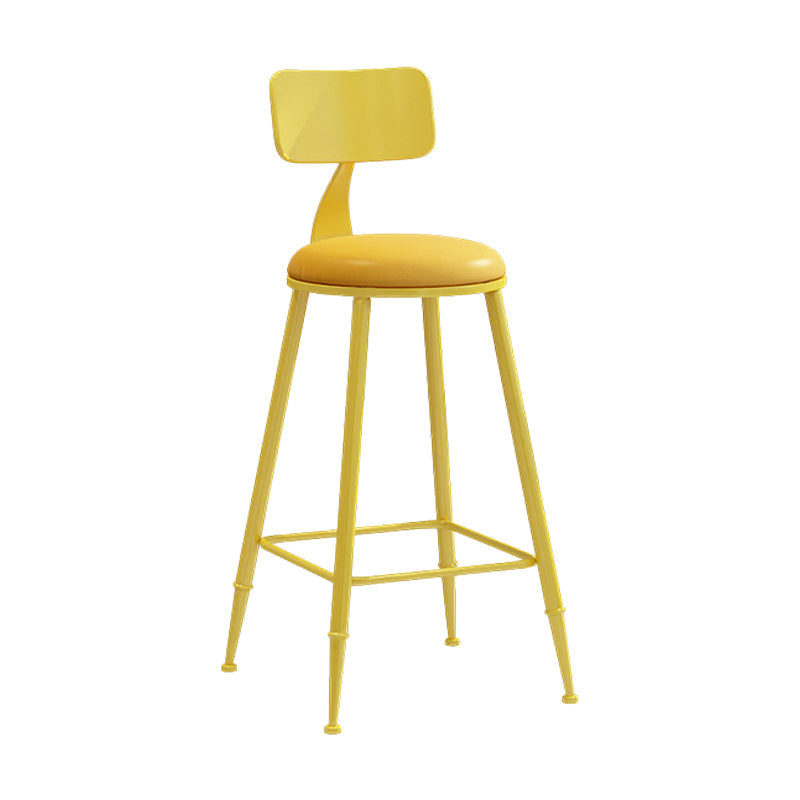 Modern Leather Seats Barstool Metal 4 Legs Base Colorful Bar Stool for Living Room Yellow 1 Piece Counter Stool(26"H) Clearhalo 'Bar Furniture' 'Bar Stools' 'bar_stools' 'furn' 'furn_bar_stools' 'furniture_bar_stools' 'Kitchen & Dining Furniture' 'kitchen&dining_furn' 'kitchen' 'kitchen_furn' Furniture' 4198665