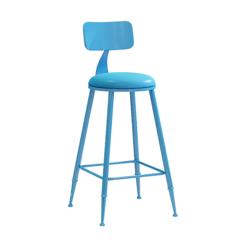 Modern Leather Seats Barstool Metal 4 Legs Base Colorful Bar Stool for Living Room Blue 1 Piece Counter Stool(26"H) Clearhalo 'Bar Furniture' 'Bar Stools' 'bar_stools' 'furn' 'furn_bar_stools' 'furniture_bar_stools' 'Kitchen & Dining Furniture' 'kitchen&dining_furn' 'kitchen' 'kitchen_furn' Furniture' 4198667
