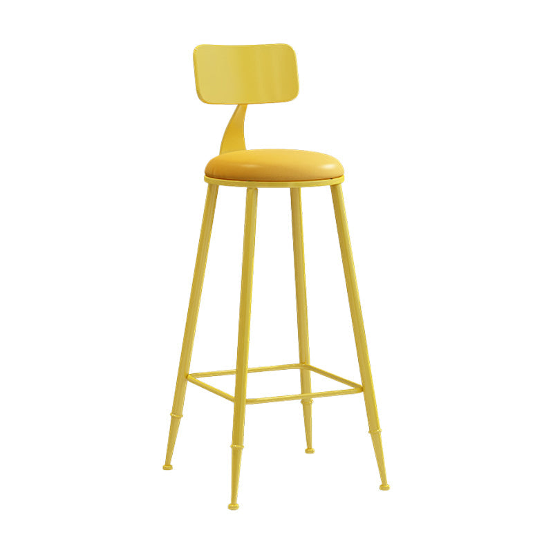 Modern Leather Seats Barstool Metal 4 Legs Base Colorful Bar Stool for Living Room Yellow 1 Piece Bar Stool(30"H) Clearhalo 'Bar Furniture' 'Bar Stools' 'bar_stools' 'furn' 'furn_bar_stools' 'furniture_bar_stools' 'Kitchen & Dining Furniture' 'kitchen&dining_furn' 'kitchen' 'kitchen_furn' Furniture' 4198673
