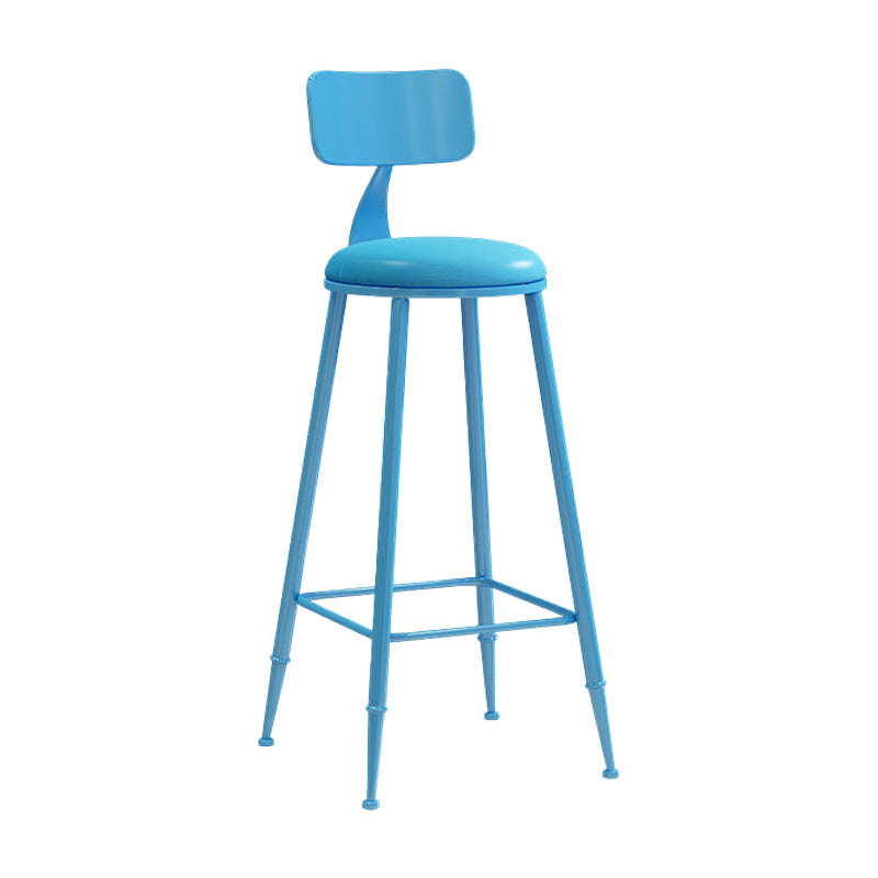 Modern Leather Seats Barstool Metal 4 Legs Base Colorful Bar Stool for Living Room Blue 1 Piece Bar Stool(30"H) Clearhalo 'Bar Furniture' 'Bar Stools' 'bar_stools' 'furn' 'furn_bar_stools' 'furniture_bar_stools' 'Kitchen & Dining Furniture' 'kitchen&dining_furn' 'kitchen' 'kitchen_furn' Furniture' 4198675
