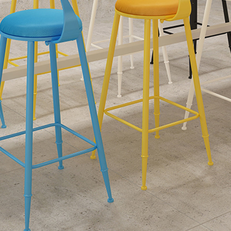 Modern Leather Seats Barstool Metal 4 Legs Base Colorful Bar Stool for Living Room Clearhalo 'Bar Furniture' 'Bar Stools' 'bar_stools' 'furn' 'furn_bar_stools' 'furniture_bar_stools' 'Kitchen & Dining Furniture' 'kitchen&dining_furn' 'kitchen' 'kitchen_furn' Furniture' 4198676
