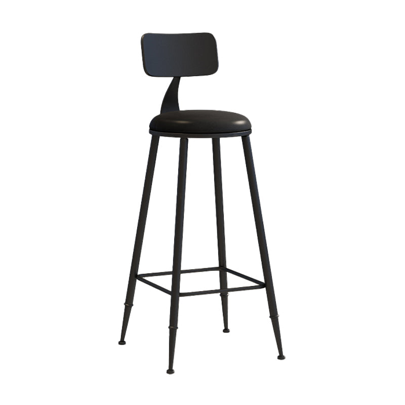 Modern Leather Seats Barstool Metal 4 Legs Base Colorful Bar Stool for Living Room Black 1 Piece Bar Stool(30"H) Clearhalo 'Bar Furniture' 'Bar Stools' 'bar_stools' 'furn' 'furn_bar_stools' 'furniture_bar_stools' 'Kitchen & Dining Furniture' 'kitchen&dining_furn' 'kitchen' 'kitchen_furn' Furniture' 4198678