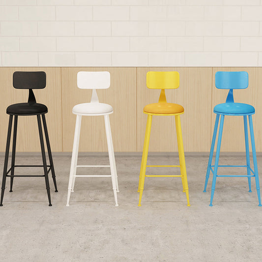 Modern Leather Seats Barstool Metal 4 Legs Base Colorful Bar Stool for Living Room Clearhalo 'Bar Furniture' 'Bar Stools' 'bar_stools' 'furn' 'furn_bar_stools' 'furniture_bar_stools' 'Kitchen & Dining Furniture' 'kitchen&dining_furn' 'kitchen' 'kitchen_furn' Furniture' 4198680