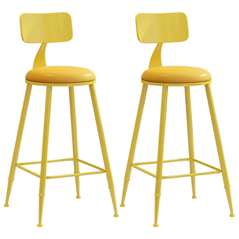 Modern Leather Seats Barstool Metal 4 Legs Base Colorful Bar Stool for Living Room Yellow 2 Piece Set Counter Stool(26"H) Clearhalo 'Bar Furniture' 'Bar Stools' 'bar_stools' 'furn' 'furn_bar_stools' 'furniture_bar_stools' 'Kitchen & Dining Furniture' 'kitchen&dining_furn' 'kitchen' 'kitchen_furn' Furniture' 4198683