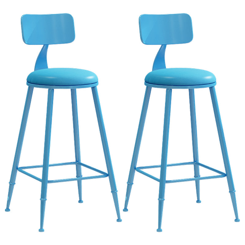 Modern Leather Seats Barstool Metal 4 Legs Base Colorful Bar Stool for Living Room Blue 2 Piece Set Counter Stool(26"H) Clearhalo 'Bar Furniture' 'Bar Stools' 'bar_stools' 'furn' 'furn_bar_stools' 'furniture_bar_stools' 'Kitchen & Dining Furniture' 'kitchen&dining_furn' 'kitchen' 'kitchen_furn' Furniture' 4198686