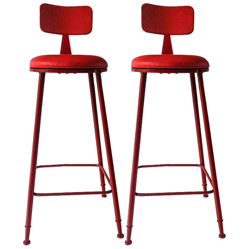 Modern Leather Seats Barstool Metal 4 Legs Base Colorful Bar Stool for Living Room Red 2 Piece Set Clearhalo 'Bar Furniture' 'Bar Stools' 'bar_stools' 'furn' 'furn_bar_stools' 'furniture_bar_stools' 'Kitchen & Dining Furniture' 'kitchen&dining_furn' 'kitchen' 'kitchen_furn' Furniture' 4198689