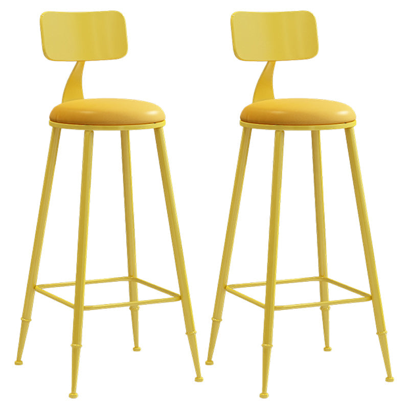 Modern Leather Seats Barstool Metal 4 Legs Base Colorful Bar Stool for Living Room Yellow 2 Piece Set Bar Stool(30"H) Clearhalo 'Bar Furniture' 'Bar Stools' 'bar_stools' 'furn' 'furn_bar_stools' 'furniture_bar_stools' 'Kitchen & Dining Furniture' 'kitchen&dining_furn' 'kitchen' 'kitchen_furn' Furniture' 4198690