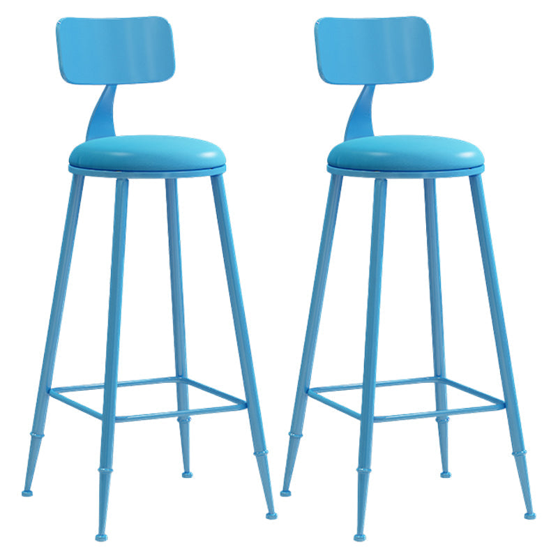Modern Leather Seats Barstool Metal 4 Legs Base Colorful Bar Stool for Living Room Blue 2 Piece Set Bar Stool(30"H) Clearhalo 'Bar Furniture' 'Bar Stools' 'bar_stools' 'furn' 'furn_bar_stools' 'furniture_bar_stools' 'Kitchen & Dining Furniture' 'kitchen&dining_furn' 'kitchen' 'kitchen_furn' Furniture' 4198691