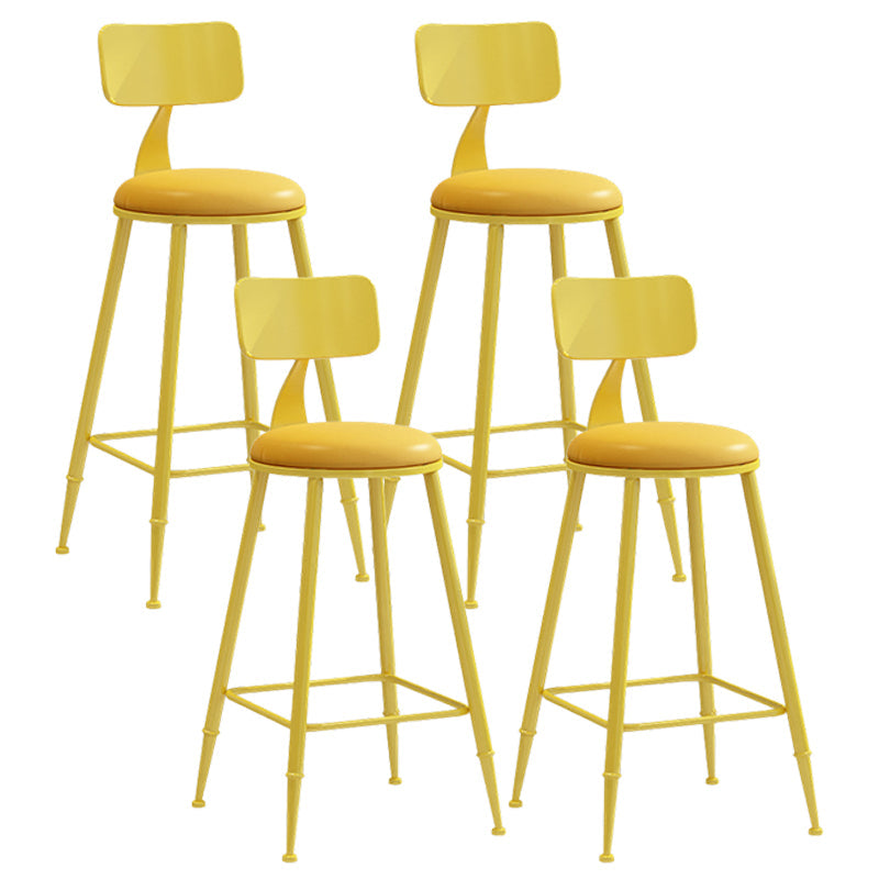 Modern Leather Seats Barstool Metal 4 Legs Base Colorful Bar Stool for Living Room Yellow 4 Piece Set Counter Stool(26"H) Clearhalo 'Bar Furniture' 'Bar Stools' 'bar_stools' 'furn' 'furn_bar_stools' 'furniture_bar_stools' 'Kitchen & Dining Furniture' 'kitchen&dining_furn' 'kitchen' 'kitchen_furn' Furniture' 4198694