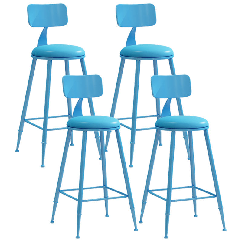 Modern Leather Seats Barstool Metal 4 Legs Base Colorful Bar Stool for Living Room Blue 4 Piece Set Counter Stool(26"H) Clearhalo 'Bar Furniture' 'Bar Stools' 'bar_stools' 'furn' 'furn_bar_stools' 'furniture_bar_stools' 'Kitchen & Dining Furniture' 'kitchen&dining_furn' 'kitchen' 'kitchen_furn' Furniture' 4198695