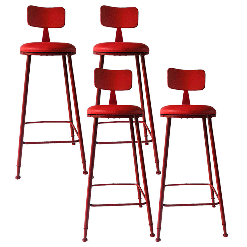 Modern Leather Seats Barstool Metal 4 Legs Base Colorful Bar Stool for Living Room Red 4 Piece Set Clearhalo 'Bar Furniture' 'Bar Stools' 'bar_stools' 'furn' 'furn_bar_stools' 'furniture_bar_stools' 'Kitchen & Dining Furniture' 'kitchen&dining_furn' 'kitchen' 'kitchen_furn' Furniture' 4198697