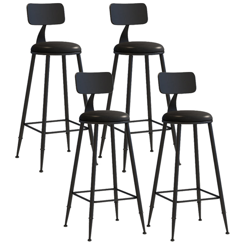 Modern Leather Seats Barstool Metal 4 Legs Base Colorful Bar Stool for Living Room Black 4 Piece Set Bar Stool(30"H) Clearhalo 'Bar Furniture' 'Bar Stools' 'bar_stools' 'furn' 'furn_bar_stools' 'furniture_bar_stools' 'Kitchen & Dining Furniture' 'kitchen&dining_furn' 'kitchen' 'kitchen_furn' Furniture' 4198698