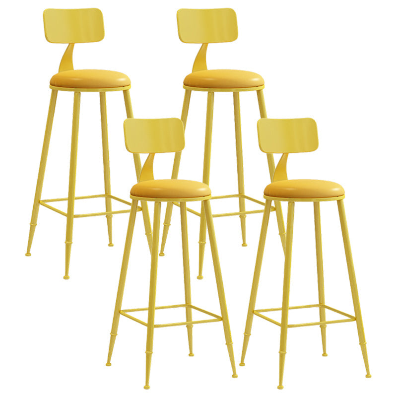 Modern Leather Seats Barstool Metal 4 Legs Base Colorful Bar Stool for Living Room Yellow 4 Piece Set Bar Stool(30"H) Clearhalo 'Bar Furniture' 'Bar Stools' 'bar_stools' 'furn' 'furn_bar_stools' 'furniture_bar_stools' 'Kitchen & Dining Furniture' 'kitchen&dining_furn' 'kitchen' 'kitchen_furn' Furniture' 4198699