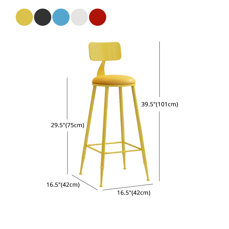 Modern Leather Seats Barstool Metal 4 Legs Base Colorful Bar Stool for Living Room Clearhalo 'Bar Furniture' 'Bar Stools' 'bar_stools' 'furn' 'furn_bar_stools' 'furniture_bar_stools' 'Kitchen & Dining Furniture' 'kitchen&dining_furn' 'kitchen' 'kitchen_furn' Furniture' 4198703