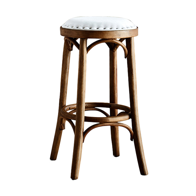 Industrial Wood Quilted Distressed Barstool 29.5" H Indoor Tall Stool with Round Seat Walnut 1 Piece Backless Clearhalo 'Bar Furniture' 'Bar Stools' 'bar_stools' 'furn' 'furn_bar_stools' 'furniture_bar_stools' 'Kitchen & Dining Furniture' 'kitchen&dining_furn' 'kitchen' 'kitchen_furn' Furniture' 4198708