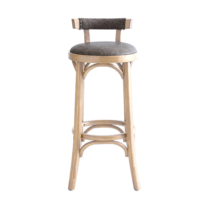 Industrial Wood Quilted Distressed Barstool 29.5" H Indoor Tall Stool with Round Seat Wood 1 Piece Low Back Clearhalo 'Bar Furniture' 'Bar Stools' 'bar_stools' 'furn' 'furn_bar_stools' 'furniture_bar_stools' 'Kitchen & Dining Furniture' 'kitchen&dining_furn' 'kitchen' 'kitchen_furn' Furniture' 4198710