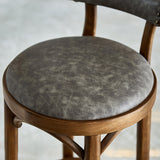 Industrial Wood Quilted Distressed Barstool 29.5" H Indoor Tall Stool with Round Seat Clearhalo 'Bar Furniture' 'Bar Stools' 'bar_stools' 'furn' 'furn_bar_stools' 'furniture_bar_stools' 'Kitchen & Dining Furniture' 'kitchen&dining_furn' 'kitchen' 'kitchen_furn' Furniture' 4198711