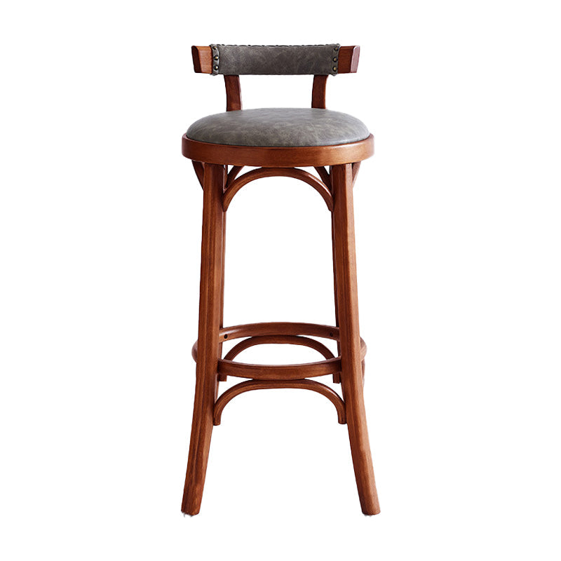 Industrial Wood Quilted Distressed Barstool 29.5" H Indoor Tall Stool with Round Seat Tan 1 Piece Low Back Clearhalo 'Bar Furniture' 'Bar Stools' 'bar_stools' 'furn' 'furn_bar_stools' 'furniture_bar_stools' 'Kitchen & Dining Furniture' 'kitchen&dining_furn' 'kitchen' 'kitchen_furn' Furniture' 4198712