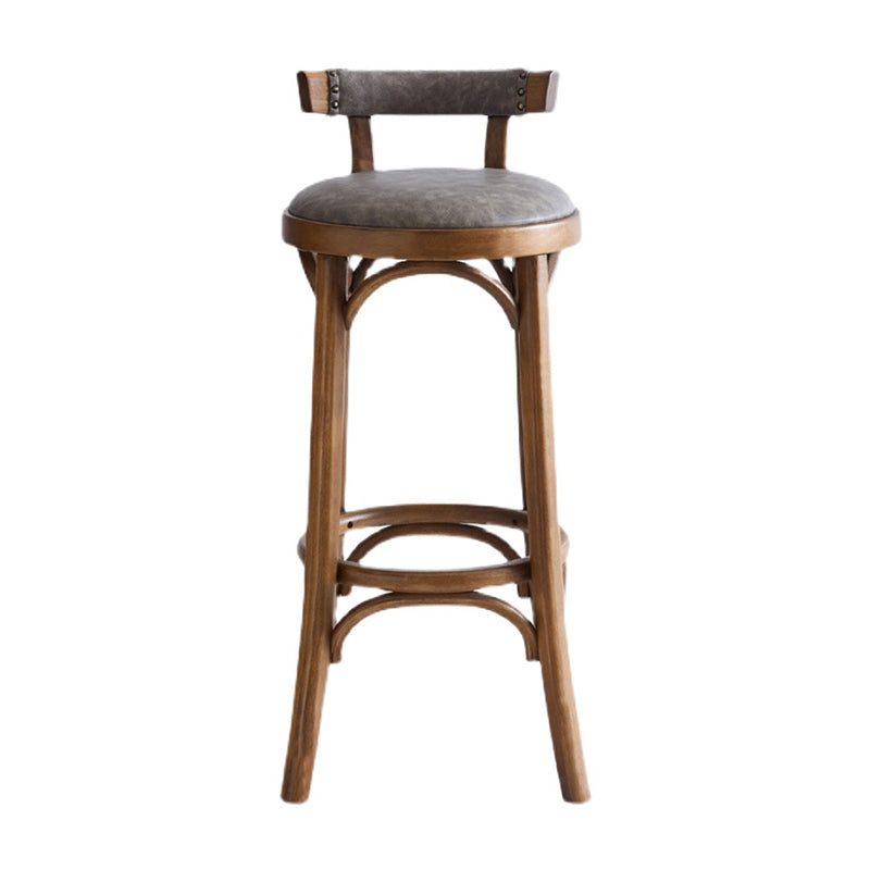 Industrial Wood Quilted Distressed Barstool 29.5" H Indoor Tall Stool with Round Seat Clearhalo 'Bar Furniture' 'Bar Stools' 'bar_stools' 'furn' 'furn_bar_stools' 'furniture_bar_stools' 'Kitchen & Dining Furniture' 'kitchen&dining_furn' 'kitchen' 'kitchen_furn' Furniture' 4198713