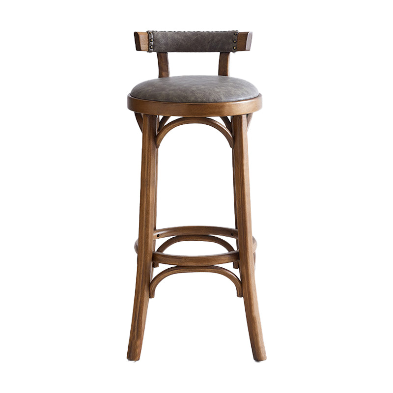 Industrial Wood Quilted Distressed Barstool 29.5" H Indoor Tall Stool with Round Seat Walnut 1 Piece Low Back Clearhalo 'Bar Furniture' 'Bar Stools' 'bar_stools' 'furn' 'furn_bar_stools' 'furniture_bar_stools' 'Kitchen & Dining Furniture' 'kitchen&dining_furn' 'kitchen' 'kitchen_furn' Furniture' 4198714