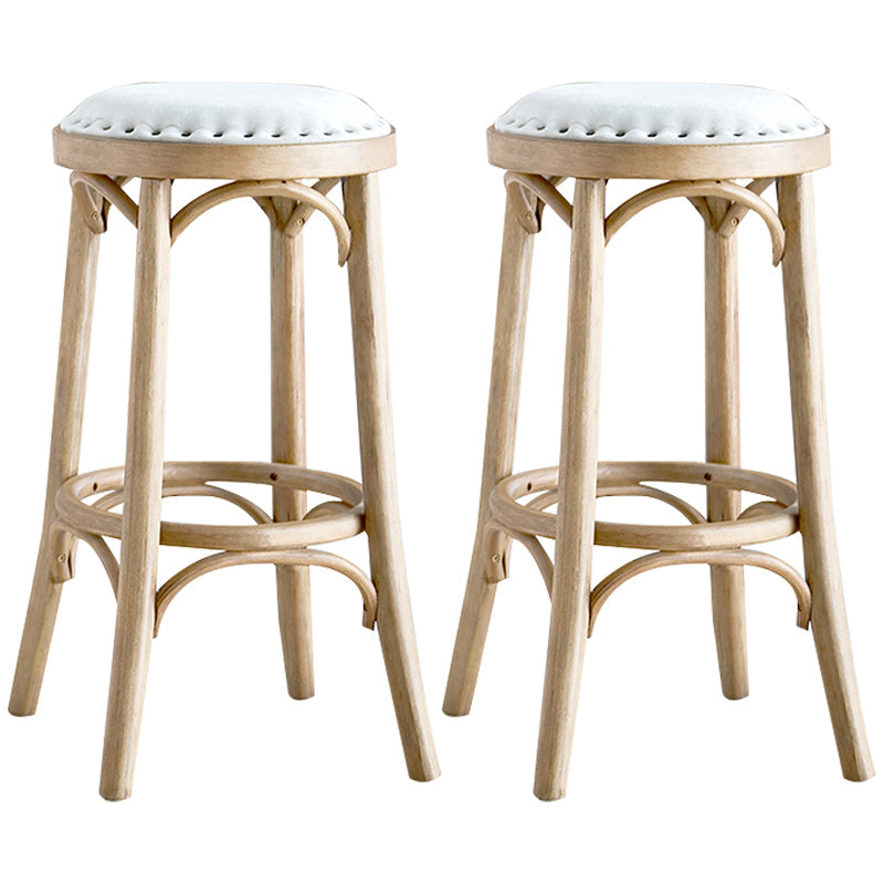 Industrial Wood Quilted Distressed Barstool 29.5" H Indoor Tall Stool with Round Seat Wood 2 Piece Set Backless Clearhalo 'Bar Furniture' 'Bar Stools' 'bar_stools' 'furn' 'furn_bar_stools' 'furniture_bar_stools' 'Kitchen & Dining Furniture' 'kitchen&dining_furn' 'kitchen' 'kitchen_furn' Furniture' 4198716