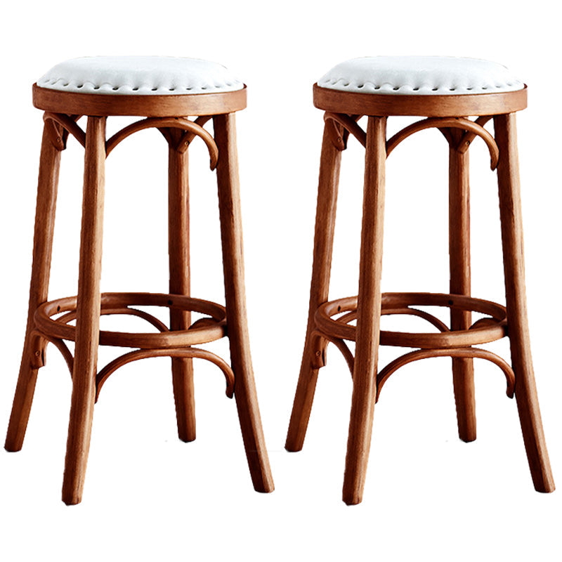 Industrial Wood Quilted Distressed Barstool 29.5" H Indoor Tall Stool with Round Seat Tan 2 Piece Set Backless Clearhalo 'Bar Furniture' 'Bar Stools' 'bar_stools' 'furn' 'furn_bar_stools' 'furniture_bar_stools' 'Kitchen & Dining Furniture' 'kitchen&dining_furn' 'kitchen' 'kitchen_furn' Furniture' 4198719