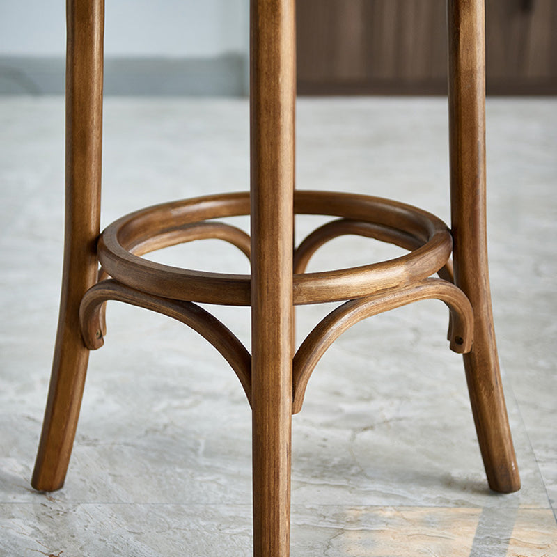 Industrial Wood Quilted Distressed Barstool 29.5" H Indoor Tall Stool with Round Seat Clearhalo 'Bar Furniture' 'Bar Stools' 'bar_stools' 'furn' 'furn_bar_stools' 'furniture_bar_stools' 'Kitchen & Dining Furniture' 'kitchen&dining_furn' 'kitchen' 'kitchen_furn' Furniture' 4198720