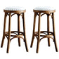 Industrial Wood Quilted Distressed Barstool 29.5" H Indoor Tall Stool with Round Seat Walnut 2 Piece Set Backless Clearhalo 'Bar Furniture' 'Bar Stools' 'bar_stools' 'furn' 'furn_bar_stools' 'furniture_bar_stools' 'Kitchen & Dining Furniture' 'kitchen&dining_furn' 'kitchen' 'kitchen_furn' Furniture' 4198721
