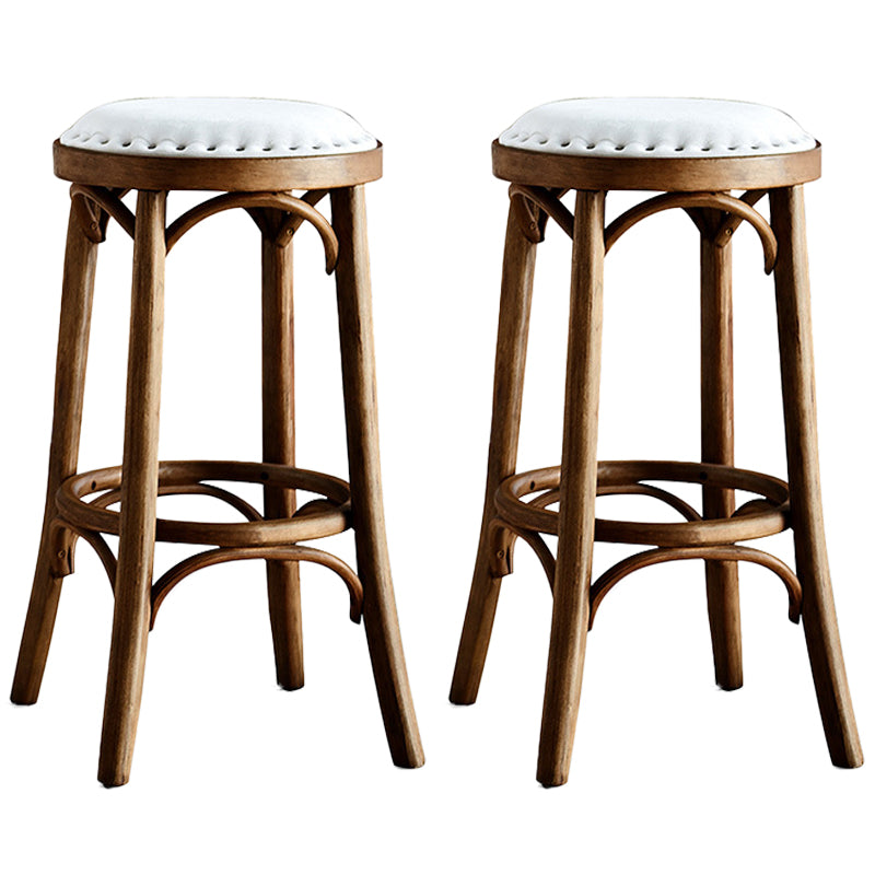 Industrial Wood Quilted Distressed Barstool 29.5" H Indoor Tall Stool with Round Seat Walnut 2 Piece Set Backless Clearhalo 'Bar Furniture' 'Bar Stools' 'bar_stools' 'furn' 'furn_bar_stools' 'furniture_bar_stools' 'Kitchen & Dining Furniture' 'kitchen&dining_furn' 'kitchen' 'kitchen_furn' Furniture' 4198721