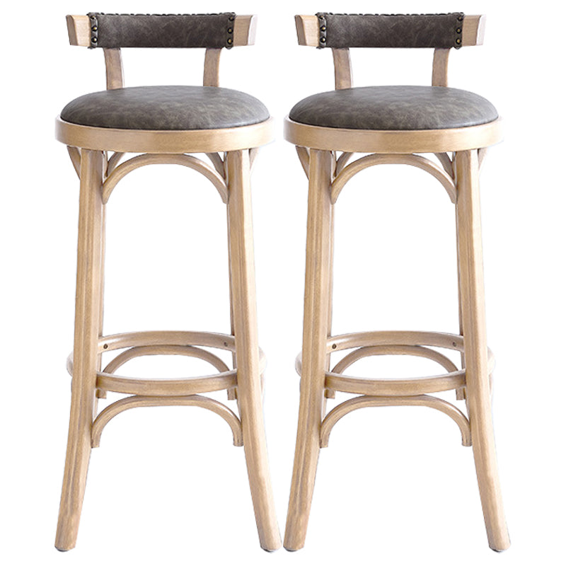 Industrial Wood Quilted Distressed Barstool 29.5" H Indoor Tall Stool with Round Seat Wood 2 Piece Set Low Back Clearhalo 'Bar Furniture' 'Bar Stools' 'bar_stools' 'furn' 'furn_bar_stools' 'furniture_bar_stools' 'Kitchen & Dining Furniture' 'kitchen&dining_furn' 'kitchen' 'kitchen_furn' Furniture' 4198722