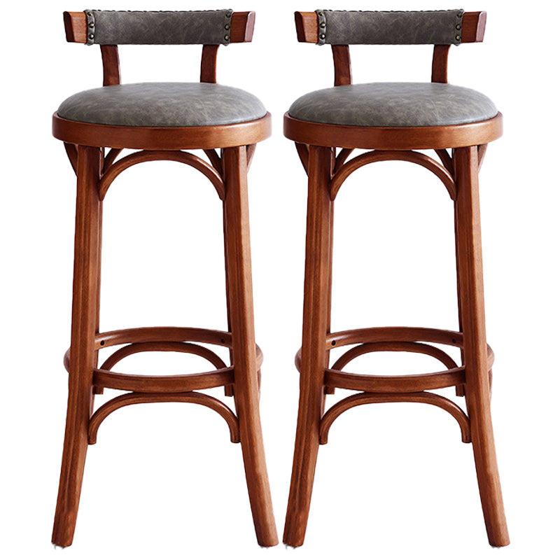 Industrial Wood Quilted Distressed Barstool 29.5" H Indoor Tall Stool with Round Seat Tan 2 Piece Set Low Back Clearhalo 'Bar Furniture' 'Bar Stools' 'bar_stools' 'furn' 'furn_bar_stools' 'furniture_bar_stools' 'Kitchen & Dining Furniture' 'kitchen&dining_furn' 'kitchen' 'kitchen_furn' Furniture' 4198723