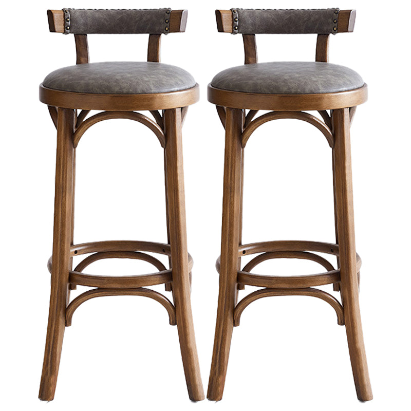 Industrial Wood Quilted Distressed Barstool 29.5" H Indoor Tall Stool with Round Seat Walnut 2 Piece Set Low Back Clearhalo 'Bar Furniture' 'Bar Stools' 'bar_stools' 'furn' 'furn_bar_stools' 'furniture_bar_stools' 'Kitchen & Dining Furniture' 'kitchen&dining_furn' 'kitchen' 'kitchen_furn' Furniture' 4198724