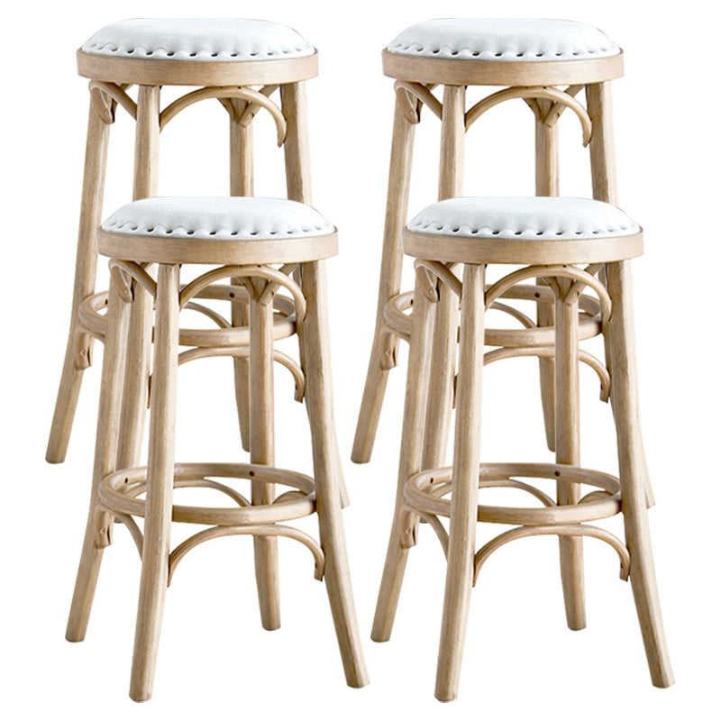 Industrial Wood Quilted Distressed Barstool 29.5" H Indoor Tall Stool with Round Seat Wood 4 Piece Set Backless Clearhalo 'Bar Furniture' 'Bar Stools' 'bar_stools' 'furn' 'furn_bar_stools' 'furniture_bar_stools' 'Kitchen & Dining Furniture' 'kitchen&dining_furn' 'kitchen' 'kitchen_furn' Furniture' 4198725